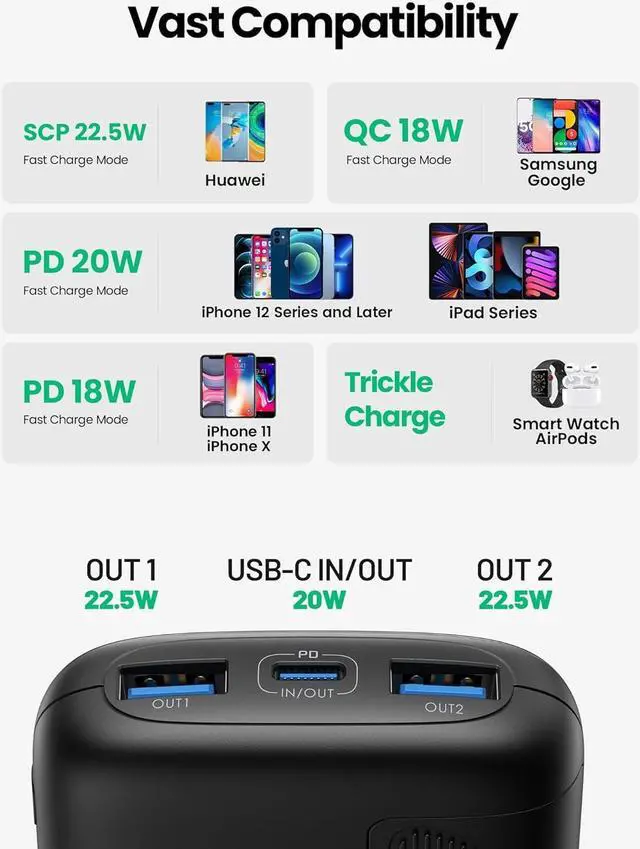 Alt view image 7 of 7 - INIU Portable Charger, Smallest 22.5W 10000mAh Power Bank, USB C in/Output Fast Charging 3-Output Mini Battery Pack Charger with Phone Holder for iPhone 16 15 14 13 12 Samsung S23 Google iPad Tablet