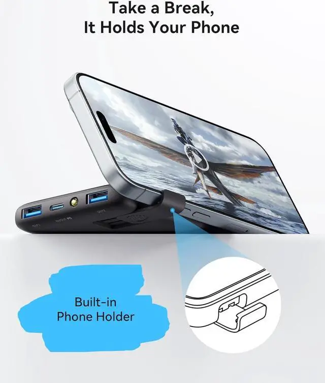 Alt view image 7 of 7 - Portable Charger Slimmest Fast Charging 10000mAh USB C in/Out Power Bank 22.5W PD3.0 QC4+ Battery Pack Portable Phone Charger for iPhone 16 15 14 13 12 Pro  S22 S21 Google AirPods iPad