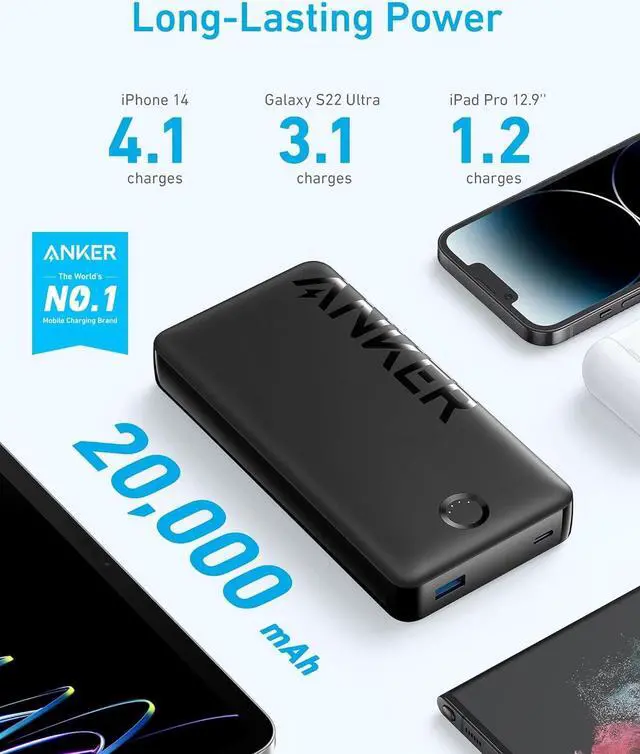 Alt view image 2 of 6 - Portable Charger 20 000mAh Power Bank Battery Pack with 1 USB-A and 1 USB-C Ports 15W Max Charging for iPhone 16/15/14/13/12 Series  Galaxy and More (Black)