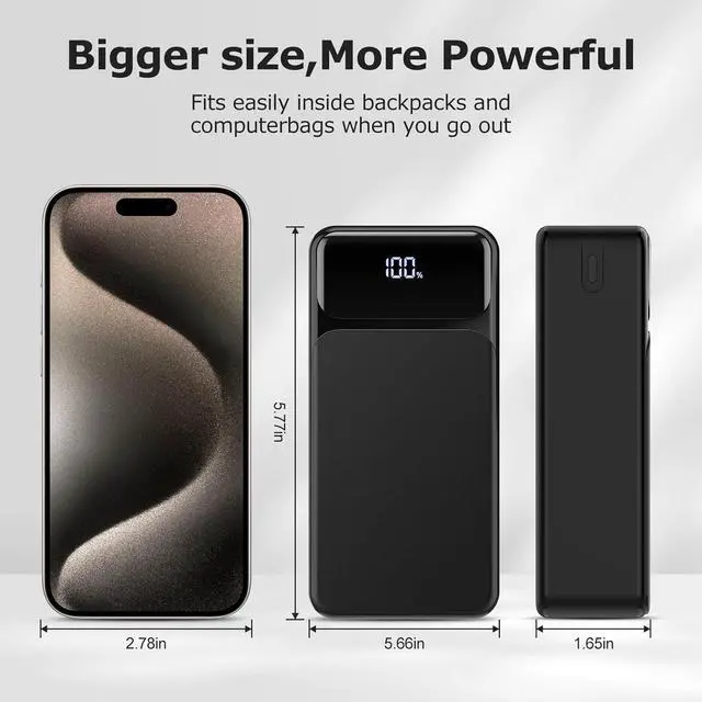 Alt view image 7 of 7 - 50000mah Power Bank 22.5W Fast Charging Portable Charger USB-C with 4 Outputs & 2 Inputs LED Display Huge Capacity External Battery Pack for iPhone, Samsung, iPad etc