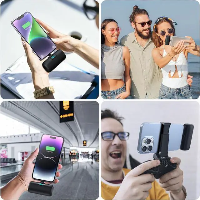 Alt view image 4 of 7 - Small Portable Charger for iPhone Upgraded 5000mAh PD Fast Charging Power Bank Mini Battery Pack Backup Charger Compatible with iPhone 14/14 Pro Max/13/13 Pro/12 Pro/11/XS/XR/X/8/7/6 etc-Black