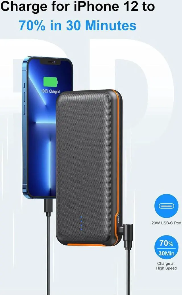 Alt view image 4 of 7 - Portable Charger, Power Bank 30000mAh Battery Pack with 22.5W Fast Charging, 4 Outputs External Charger PD 20W USB C for iPhone, Samsung, Pad Mini, and More
