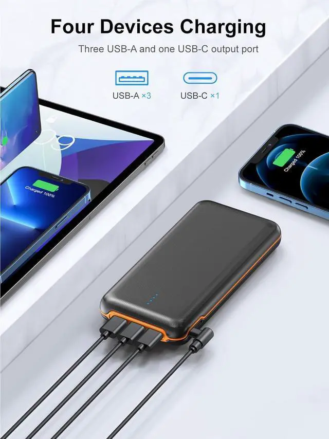 Alt view image 6 of 7 - Portable Charger, Power Bank 30000mAh Battery Pack with 22.5W Fast Charging, 4 Outputs External Charger PD 20W USB C for iPhone, Samsung, Pad Mini, and More