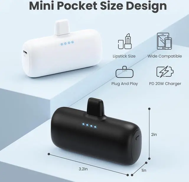 Alt view image 4 of 7 - [2-Pack] Mini Portable Charger for iPhone,5200mAh Ultra Compact PD Fast Charging Power Bank,Plug-in Battery Pack Travel Cordless Phone Charger,Compatible with iPhone 14/14Pro/13/12/11/X/8/7/6plus etc