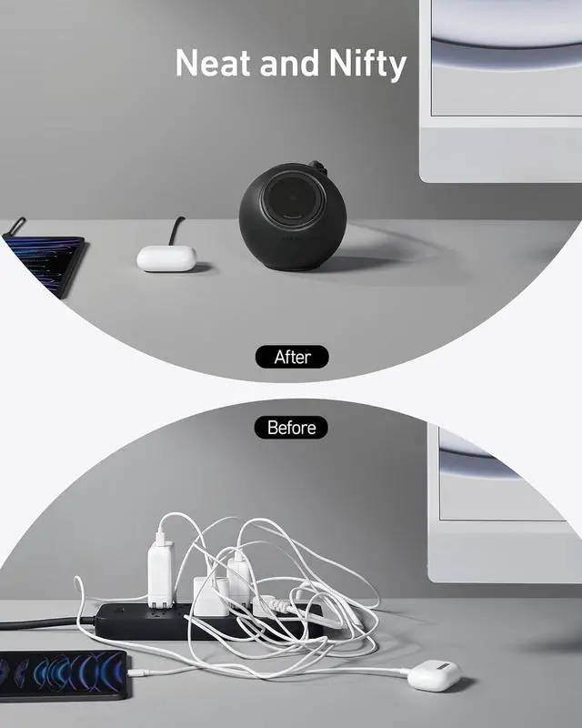 Alt view image 3 of 6 - Anker MagGo Magnetic Charging Station, Qi2 Certified 15W Ultra-Fast MagSafe Compatible Wireless Charger for iPhone 15/14/13/12, 8-in-1 Power Strip with 3 AC and 4 USB Desktop Charger