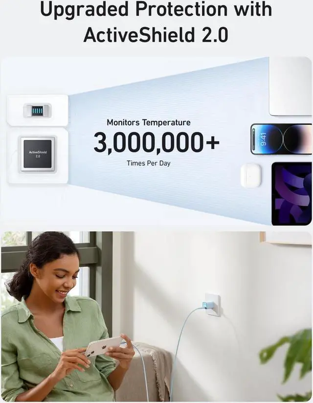 Alt view image 5 of 7 - Nano USB C Charger Block 30W PIQ 3.0 Foldable iPhone Charger Fast Charging for iPhone 16/15 Series Galaxy iPad Compatible with MagSafe