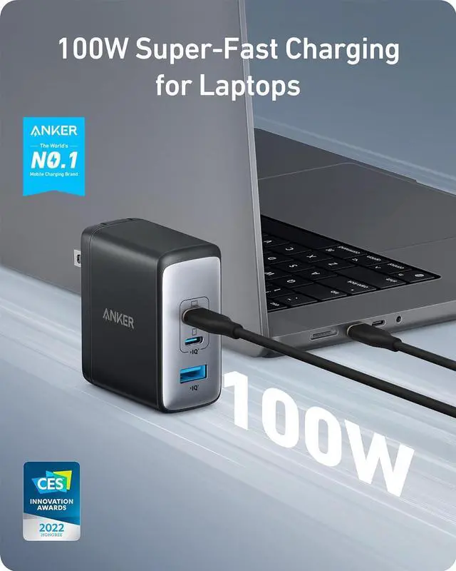 Alt view image 2 of 7 - 100W USB C Charger Block (GaN II) 3 Port Fast Compact Wall Charger for MacBook  XPS iPad Pro Galaxy S24 iPhone 16/15 and More Series