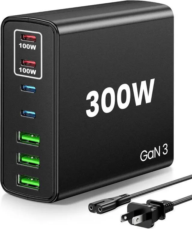 Main image of USB C Fast Charger Block 300W: 7 Port USB Charging Station Hub Brick - Dual PPS PD 100W Laptop Wall Charger Power Adapter for MacBook Pro  HP Surface iPad iPhone  Galaxy Android