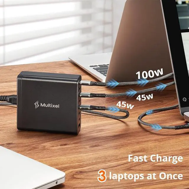Alt view image 4 of 6 - Upgraded 240W 8 Ports GaN Charger, USB Charging Hub, Multi USB C Charger Station, USB-C Charging Hub for MacBook Pro/Air/iPad Pro/iPhone/ Galaxy Note