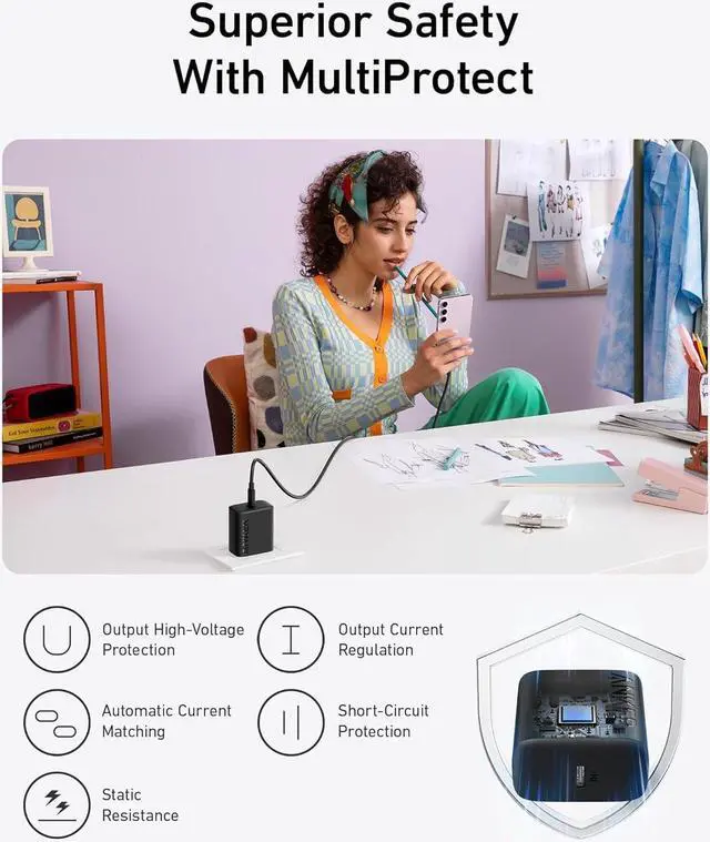 Alt view image 3 of 6 - 25W USB-C Super Fast Charger Charger (Non-Foldable) with USBC Cable Supports PPS Fast Charging for  Galaxy S23 Ultra/S23+/S23/S22/S21/S20/Note 20 & More 2Pack 5ft Cable Included