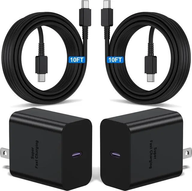 Main image of 2Pack 45W Super Fast Charger Type C 10ft USB C Wall Charging and Long Android Phone Charger Cable Cord for  Galaxy S25 Ultra/S25 Plus/S25/S24+/S24 Ultra/S23 Ultra/S22 Plus/S21/Note 20/Note10+