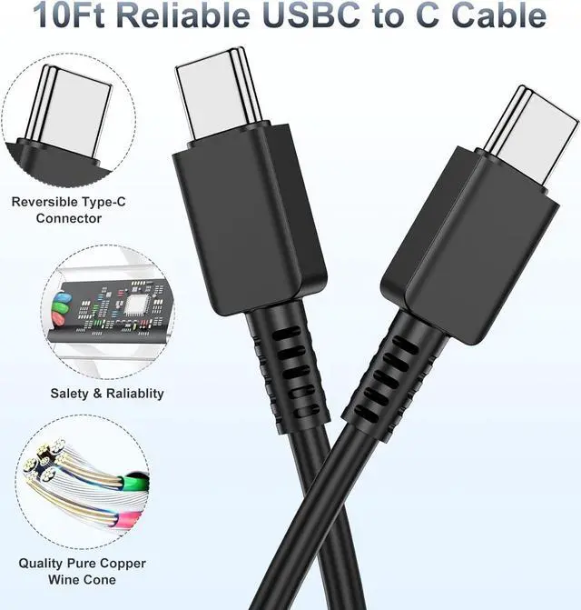 Alt view image 4 of 7 - 2Pack 45W Super Fast Charger Type C 10ft USB C Wall Charging and Long Android Phone Charger Cable Cord for  Galaxy S25 Ultra/S25 Plus/S25/S24+/S24 Ultra/S23 Ultra/S22 Plus/S21/Note 20/Note10+