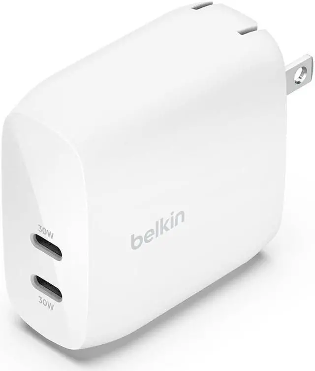 Alt view image 7 of 7 - BoostCharge Dual USB-C Wall Charger with PPS 60W?for Apple iPhone iPad  Galaxy Google Pixel - Compatible w/USB-C to Lightning Cable & USB-C to USB-C - White