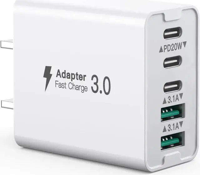 Main image of USB C Wall Charger, 50W 5-Port USB C Charger Block, Fast Charging Block 3 USB C + 2 QC Wall Plug Multiport Type C for iPhone 12/13/14/15, PD Fast Charger Power Adapter for Samsung S23/S22/S21/Tablet