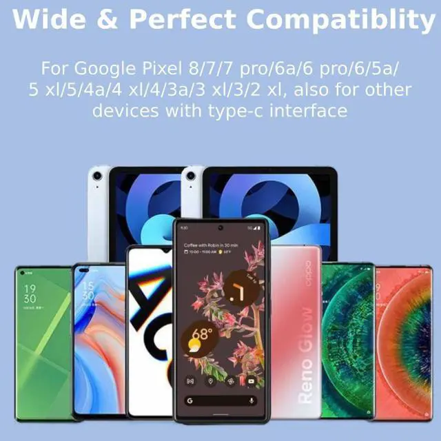 Alt view image 2 of 4 - [2-Pack] 30W Pixel 9 8 7 Fast Charger for Google Pixel 9 9 Pro 8 8 Pro 7 7a 7 Pro 6 6a 6 Pro, 6.6ft PD USB C Phone Wall Fast Charging with Block (No Overheating When Charging)