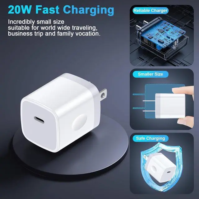 Alt view image 2 of 7 - A15 5G Type C Charger Fast Charging Block 2Pack 20W USB C Power Adapter Android Phone Wall Charger Block for  Galaxy S24 Ultra/S23 FE/A25/A54/A14/A13/S22/S21/S20/S10 iPhone 15/14/13/12