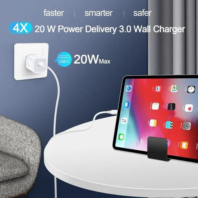 Alt view image 6 of 7 - A15 5G Type C Charger Fast Charging Block 2Pack 20W USB C Power Adapter Android Phone Wall Charger Block for  Galaxy S24 Ultra/S23 FE/A25/A54/A14/A13/S22/S21/S20/S10 iPhone 15/14/13/12