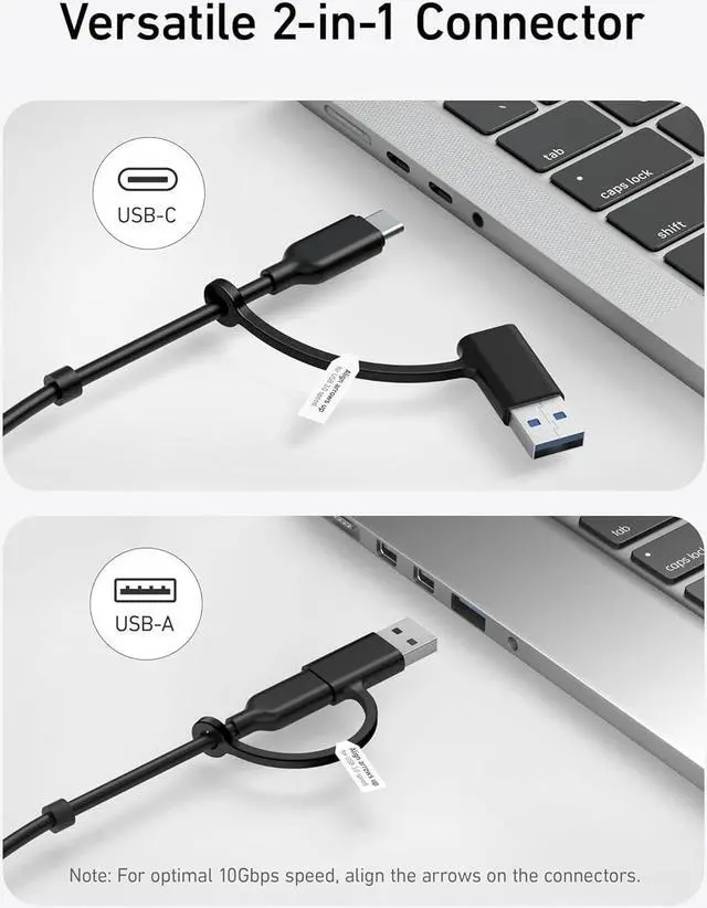 Alt view image 5 of 6 - USB-C Hub 11-in-1 10Gbps Data Hub with 4 USBA and 4 USBC Ports 100W USBC PD-in Card Reader 2-in-1 USB Connector for USBA and USBC Laptop MacBook iPad and More (65W Adapter Included)