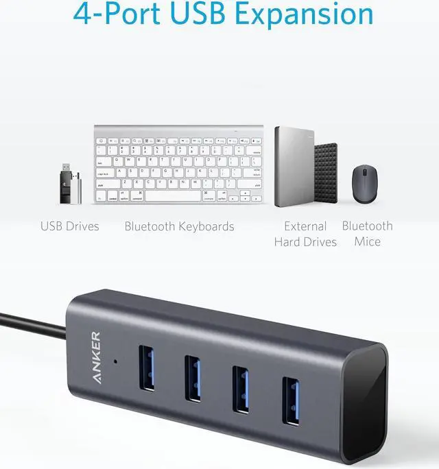Alt view image 3 of 7 - USB C Hub 4 USB 3.0 Ports Aluminum USB-C toUSBAdapter Compatible with MacBook Pro 2018/2017 ChromeBook XPS Galaxy S9/S8 and More Devices
