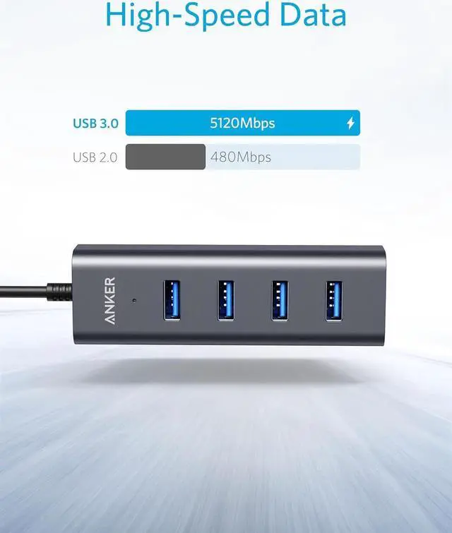 Alt view image 4 of 7 - USB C Hub 4 USB 3.0 Ports Aluminum USB-C toUSBAdapter Compatible with MacBook Pro 2018/2017 ChromeBook XPS Galaxy S9/S8 and More Devices