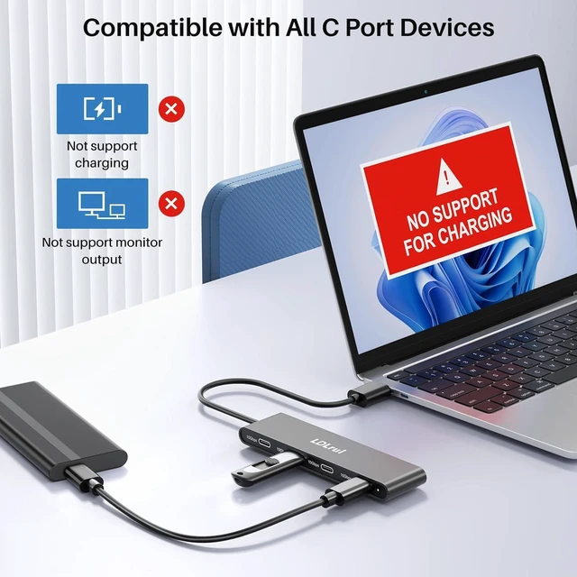 Alt view image 5 of 6 - LDLrui USB Hub for PC,10Gbps High Speed Transmission USB A to USB C Hub with Long Cable(4FT)USB Splitter with 4 USB-C 3.2 Port for Mac Pro,Dell OptiPlex,Skytech Gaming,HP,Lenovo