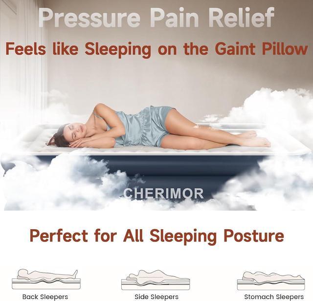 Alt view image 5 of 7 - King-Size-Air-Mattress with Built-in Pump 18 inch High Luxury Thicken Sturdy Inflatable Mattress for Guests & Home Portable Blow up Mattress with Carry Bag Air Bed for Adults & Family