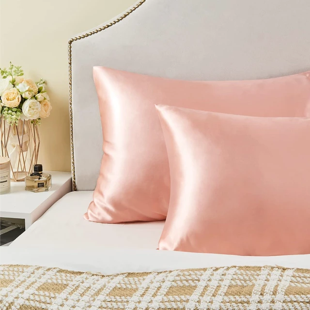Alt view image 7 of 7 - Satin Pillowcase for Hair and Skin, Super Soft and Cooling Similar to Silk Pillow Cases 2 Pack with Envelope Closure, Gift for Women Men(20"x26" Standard Size, Coral)
