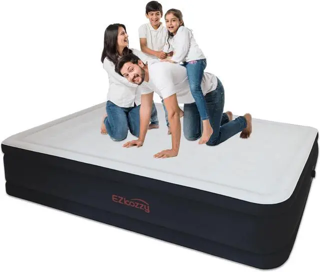 Main image of - Queen Size Premium Air Mattress with Built-in Pump for Home Camping Guest-Room Inflatable Airbed Blow Up Mattress Firm Durable Grey