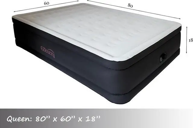 Alt view image 6 of 6 - - Queen Size Premium Air Mattress with Built-in Pump for Home Camping Guest-Room Inflatable Airbed Blow Up Mattress Firm Durable Grey