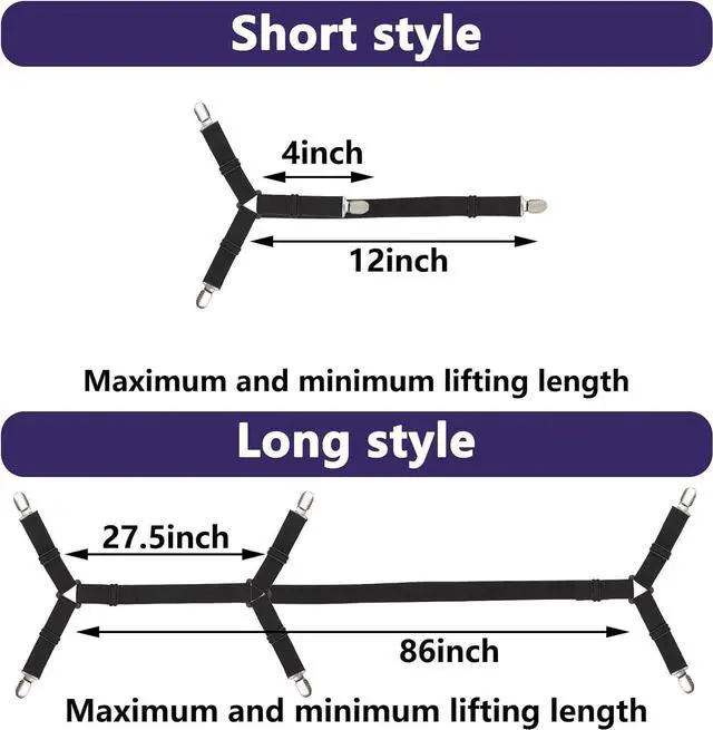 Alt view image 3 of 6 - Bed Sheet Straps 6PCS Secure and Fitted Sheet Straps for Full Size BedAdjustable Sheet Clips for Perfectly Fitted Sheet Straps Holders for CornersEnhance Your Sleeping Experience(Black)