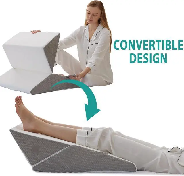 Alt view image 7 of 7 - 3Pcs Orthopedic Bed Wedge Pillow Set Foam Wedge Pillow Post Surgery for Back Leg and Knee Support Adjustable 9&12 Inch Folding Triangle Pillow for Sleeping Acid Reflux Snoring White/Grey