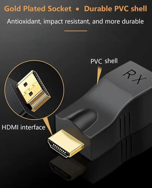 Alt view image 7 of 7 - Hdmi Extender Over Ethernet Cat 6/ 7/ 8 Cable HDMI to RJ45 Ethernet Network Converter Support Audio Video 1080P UP to 98FT(30m) Suitable for HDTV Computer Set Top Box PS3 4 Projector Monitor