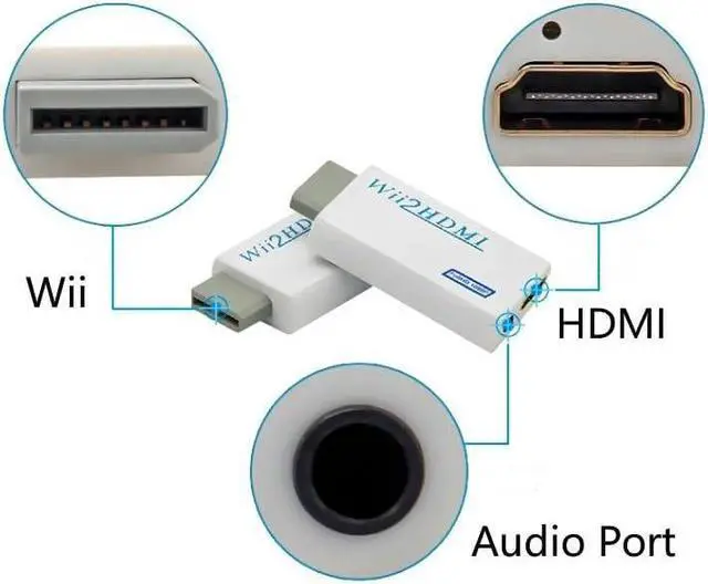 Alt view image 4 of 6 - Wii to HDMI Adapter WII to Hdmi Converter Connect Wii Console to HDMI Display Monitor with 3.5mm Audio Supports All Wii Display Modes