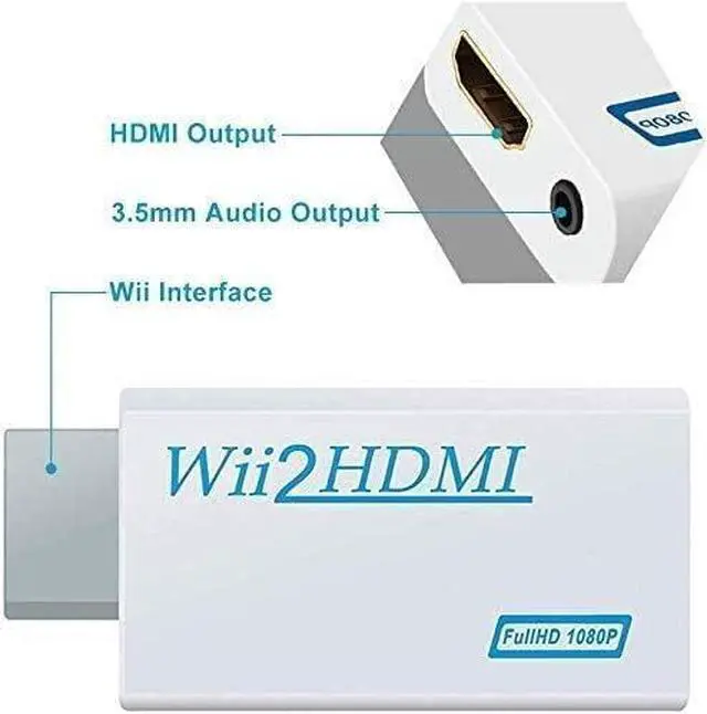 Alt view image 6 of 6 - Wii to HDMI Adapter WII to Hdmi Converter Connect Wii Console to HDMI Display Monitor with 3.5mm Audio Supports All Wii Display Modes