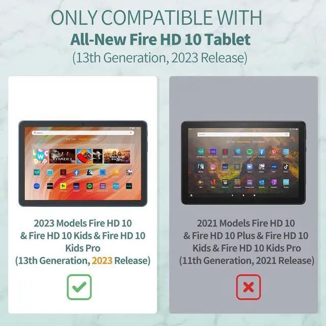 Alt view image 2 of 7 - Fire HD 10 Tablet Case (13th Gen 2023) Dual Angle Lightweight Trifold Stand with Soft TPU Back Case for Fire HD 10 Kids & Kids Pro Tablet Auto Wake/Sleep Not fit 10in  Nokia-Sky Blue