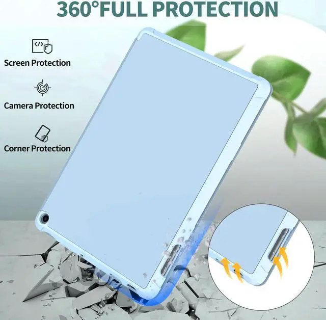 Alt view image 3 of 7 - Fire HD 10 Tablet Case (13th Gen 2023) Dual Angle Lightweight Trifold Stand with Soft TPU Back Case for Fire HD 10 Kids & Kids Pro Tablet Auto Wake/Sleep Not fit 10in  Nokia-Sky Blue