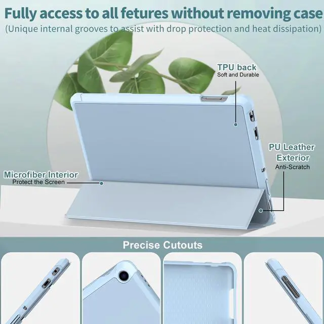 Alt view image 5 of 7 - Fire HD 10 Tablet Case (13th Gen 2023) Dual Angle Lightweight Trifold Stand with Soft TPU Back Case for Fire HD 10 Kids & Kids Pro Tablet Auto Wake/Sleep Not fit 10in  Nokia-Sky Blue