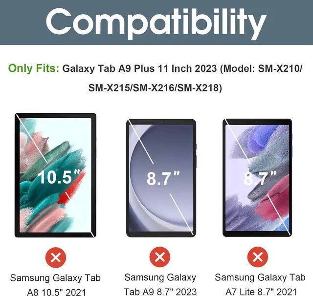 Alt view image 2 of 7 - Smart Case for Galaxy Tab A9 Plus/A9+ 5g 11 Inch 2023 SM-X210 SM-X215 SM-X216 SM-X218 Slim Stand Hard Back Shell Protective Cover Folio Case for Galaxy Tab A9 Plus 2023 -Navy