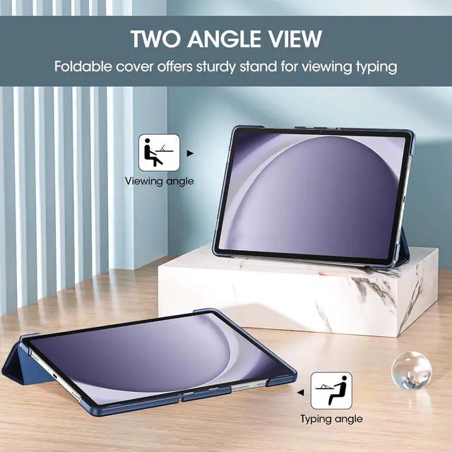 Alt view image 4 of 7 - Smart Case for Galaxy Tab A9 Plus/A9+ 5g 11 Inch 2023 SM-X210 SM-X215 SM-X216 SM-X218 Slim Stand Hard Back Shell Protective Cover Folio Case for Galaxy Tab A9 Plus 2023 -Navy