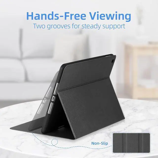 Alt view image 2 of 7 - Case for 10.2 Inch iPad 9th Generation Case 2021 iPad 8th Generation Case 2020 iPad 7th Generation Case 2019-Multi-Angle Viewing Stand Cover with Pencil Holder Auto Sleep Wake (Black)