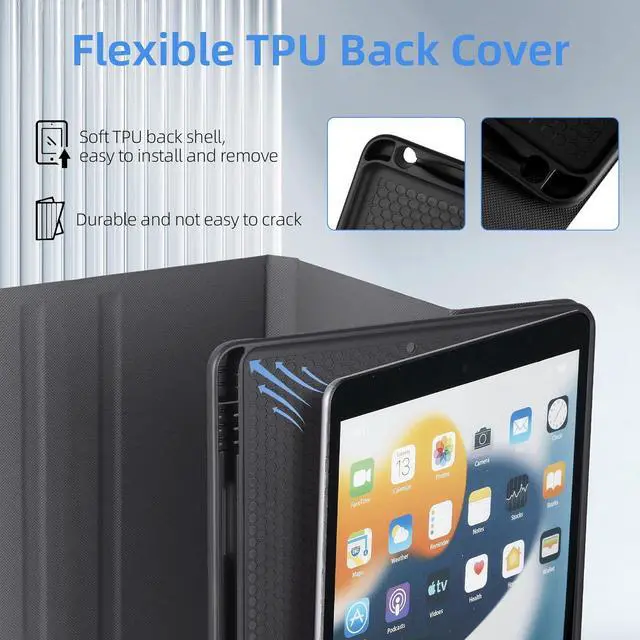 Alt view image 6 of 7 - Case for 10.2 Inch iPad 9th Generation Case 2021 iPad 8th Generation Case 2020 iPad 7th Generation Case 2019-Multi-Angle Viewing Stand Cover with Pencil Holder Auto Sleep Wake (Black)