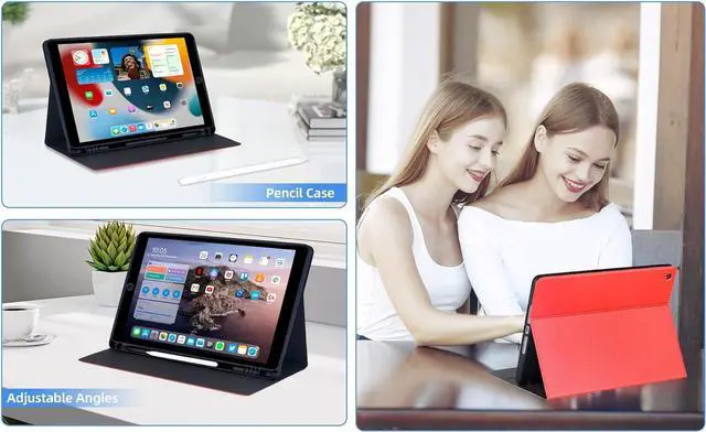 Alt view image 7 of 7 - Case for 10.2 Inch iPad 9th Generation Case 2021 iPad 8th Generation Case 2020 iPad 7th Generation Case 2019-Multi-Angle Viewing Stand Cover with Pencil Holder Auto Sleep Wake (Black)
