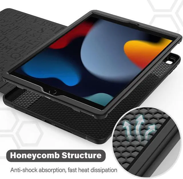 Alt view image 6 of 7 - Case for iPad 9th/ 8th/ 7th Generation (iPad 10.2-Inch 2021/2020/2019) Shockproof Magnetic Multi-Angles Stand Cover Case with Pen Holder & Card Pocket Auto Wake/Sleep (Black)