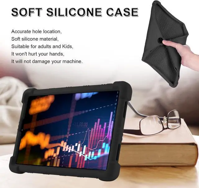 Alt view image 5 of 7 - for TCL Tab 8 LE Case Kids 8.0 Inch (9137W/9132X) Soft Silicone with Adjustable PC Stand TCL Tab 8 Wifi/8V/8 Plus Case (Black)