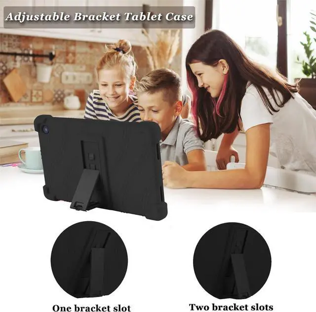 Alt view image 6 of 7 - for TCL Tab 8 LE Case Kids 8.0 Inch (9137W/9132X) Soft Silicone with Adjustable PC Stand TCL Tab 8 Wifi/8V/8 Plus Case (Black)