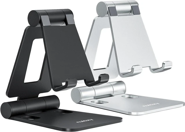 Main image of 2 Pack Aluminum Dual Folding Cell Phone Stand for Desk Black&Silver