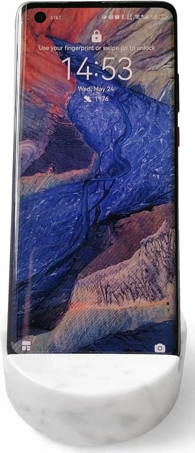 Alt view image 3 of 6 - Luxurious Marble Cell Phone Stand Holder for Cellphone Tablet On Desk Countertop Table Nightstand. Heavy Real Stone Mobile Phone Stands (Solid)