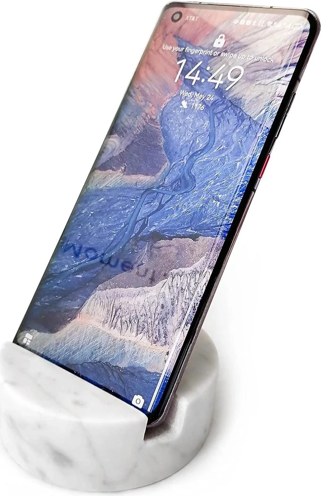 Alt view image 2 of 6 - Luxurious Marble Cell Phone Stand Holder for Cellphone Tablet On Desk Countertop Table Nightstand. Heavy Real Stone Mobile Phone Stands (Solid)