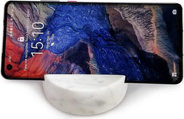 Alt view image 4 of 6 - Luxurious Marble Cell Phone Stand Holder for Cellphone Tablet On Desk Countertop Table Nightstand. Heavy Real Stone Mobile Phone Stands (Solid)