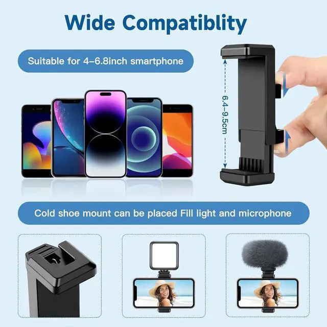 Alt view image 5 of 7 - Phone Tripod Stand 85 Tall Cellphone Tripod with Gooseneck Remote Flexible Tripod Stand for iphone Portable Phone Stand Tripod for Recording Compatible with iPhone 14 13 12 pro Android Cell phone